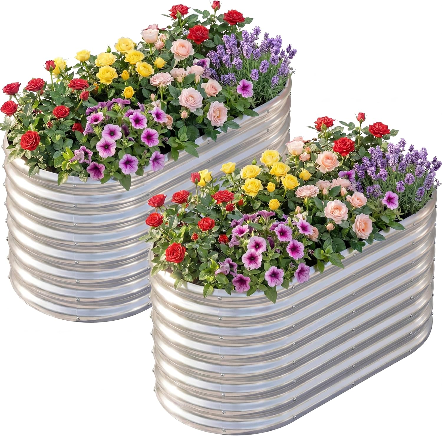 Raised Bed Planter Box - 2 Pack 4×2×2ft Galvanized Raised Garden