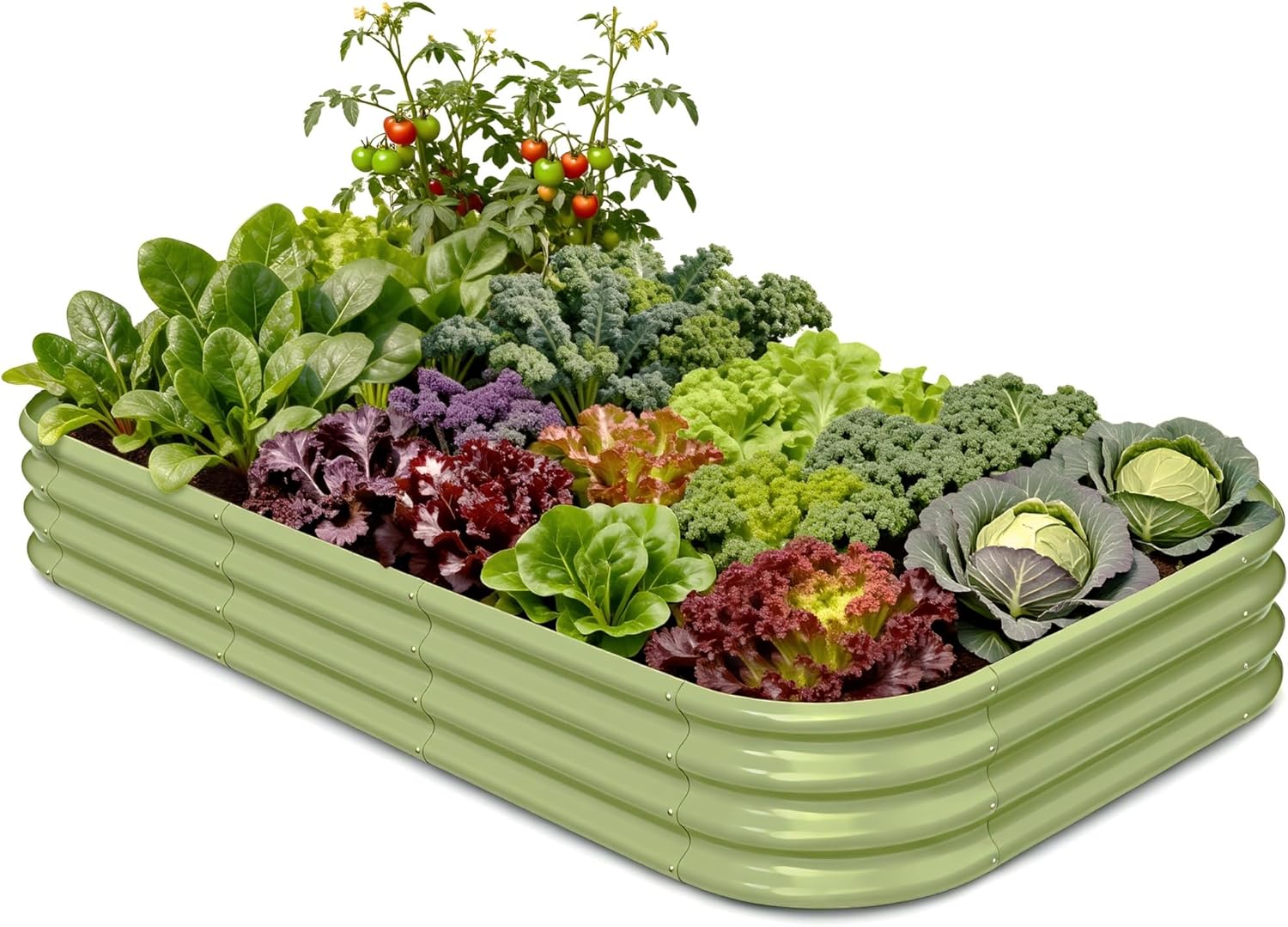 Raised Bed Planter Box - Galvanized Raised Garden Bed 8x4x1 ft,