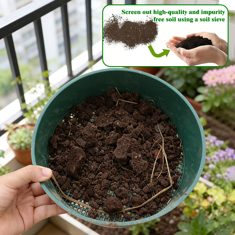 Garden Sieve Soil - 【Gardening Must-Have】21cm Heavy-Duty Plastic Soil Sieve