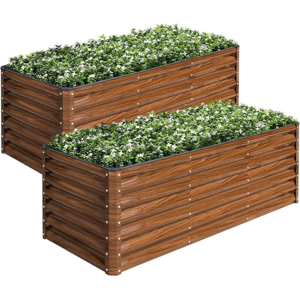 Raised Bed Planter Box - 2-Pack 6x2x2T Galvanized Raised Garden Bed