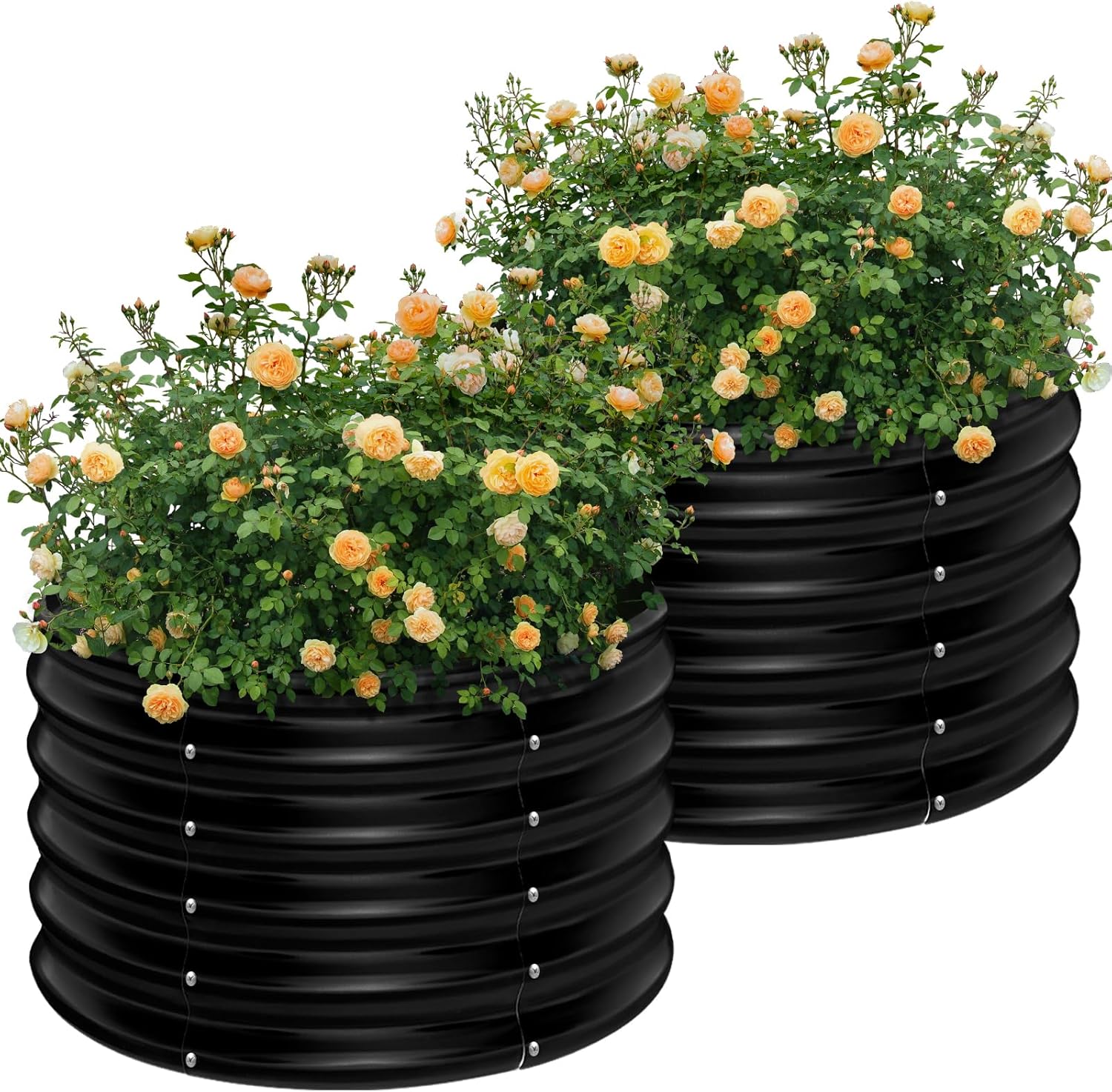 Raised Bed Planter Box - 2 Pack 2x2x1.5ft Round Galvanized Raised