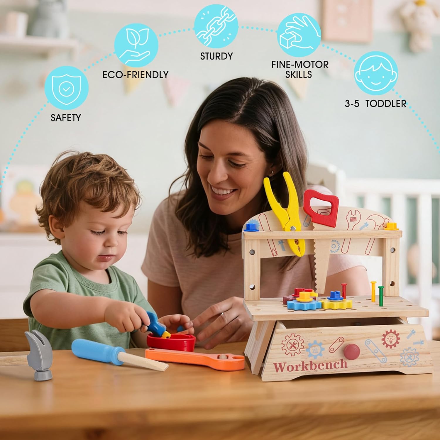 Wooden Tool Bench for Kids,Mon - đánh giá và giá Gardening Tools Kids Set