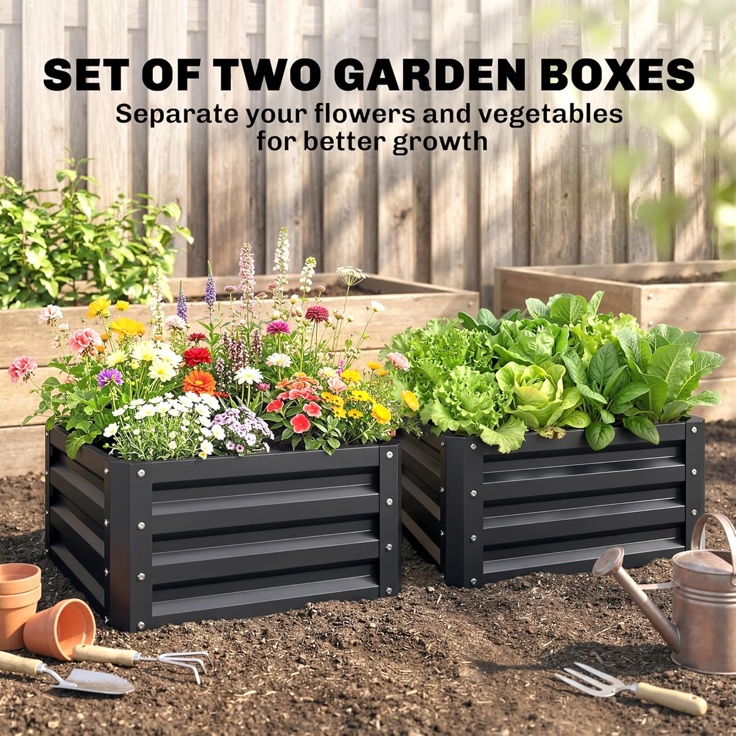 2 Piece Galvanized Raised Gard - đánh giá và giá Raised Bed Planter Box